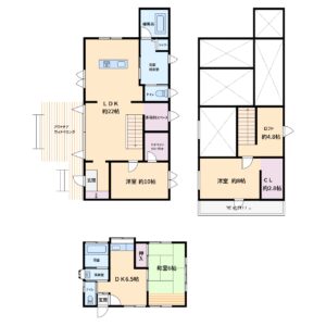 川沿い築浅売家　安房郡鋸南町市井原　2SLDK＋1DK離れ　4950万円 間取り