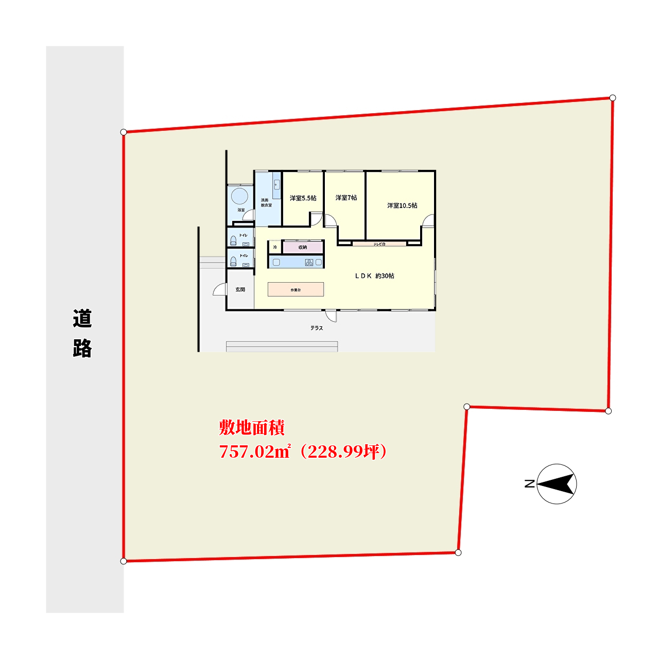 築浅海浜売別荘　館山市洲宮　3LDK　1億3700万円 物件概略図