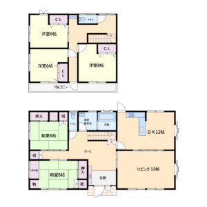 売家　南房総市富浦町深名　5LDK　2500万円 間取り