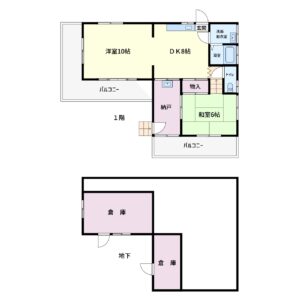 広庭付売別荘　館山市佐野　2SDK　1150万円 間取り