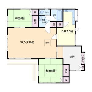 囲炉裏付売家　南房総市千倉町川戸　2LDK　1980万円 間取り