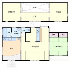 売家　安房郡鋸南町下佐久間　2SLDK他　1990万円 間取り