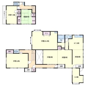 海望大型売民家 南房総市千倉町川口 7SDK 380万円 間取り