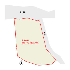 海浜売地　館山市塩見　343.50㎡（103.90坪）　850万円 物件概略図