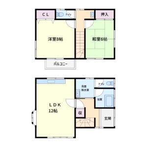 海前売家　南房総市白浜町乙浜　2LDK　980万円 間取り