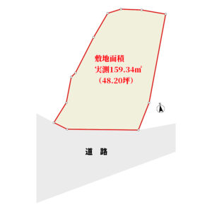 海前売地　南房総市千倉町川口　実測159.34㎡（48.20坪）　650万円 物件概略図
