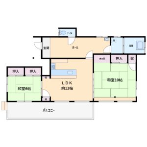 海望高台売家　鴨川市西江見　2LDK　900万円 間取り