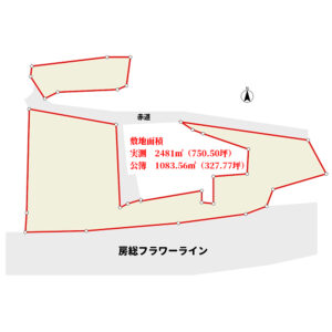 海前広大売地　南房総市白浜町滝口　実測2481㎡（750.50坪）　4700万円 物件概略図