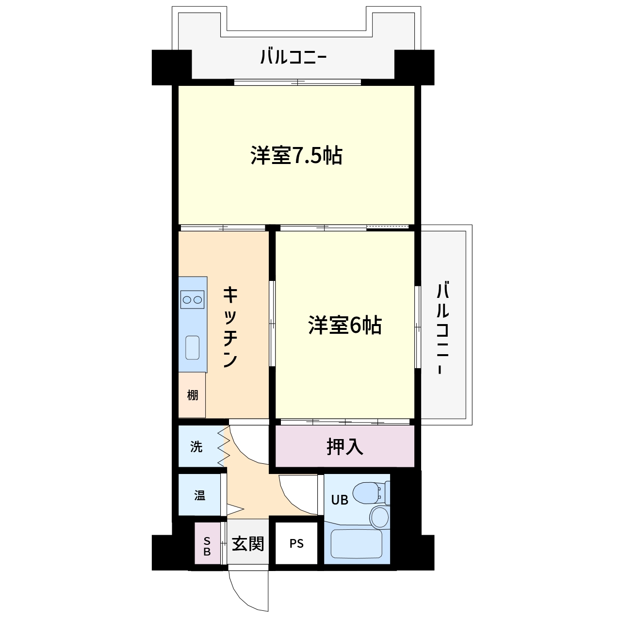 海前売マンション　館山市北条　2K　1100万円 間取り