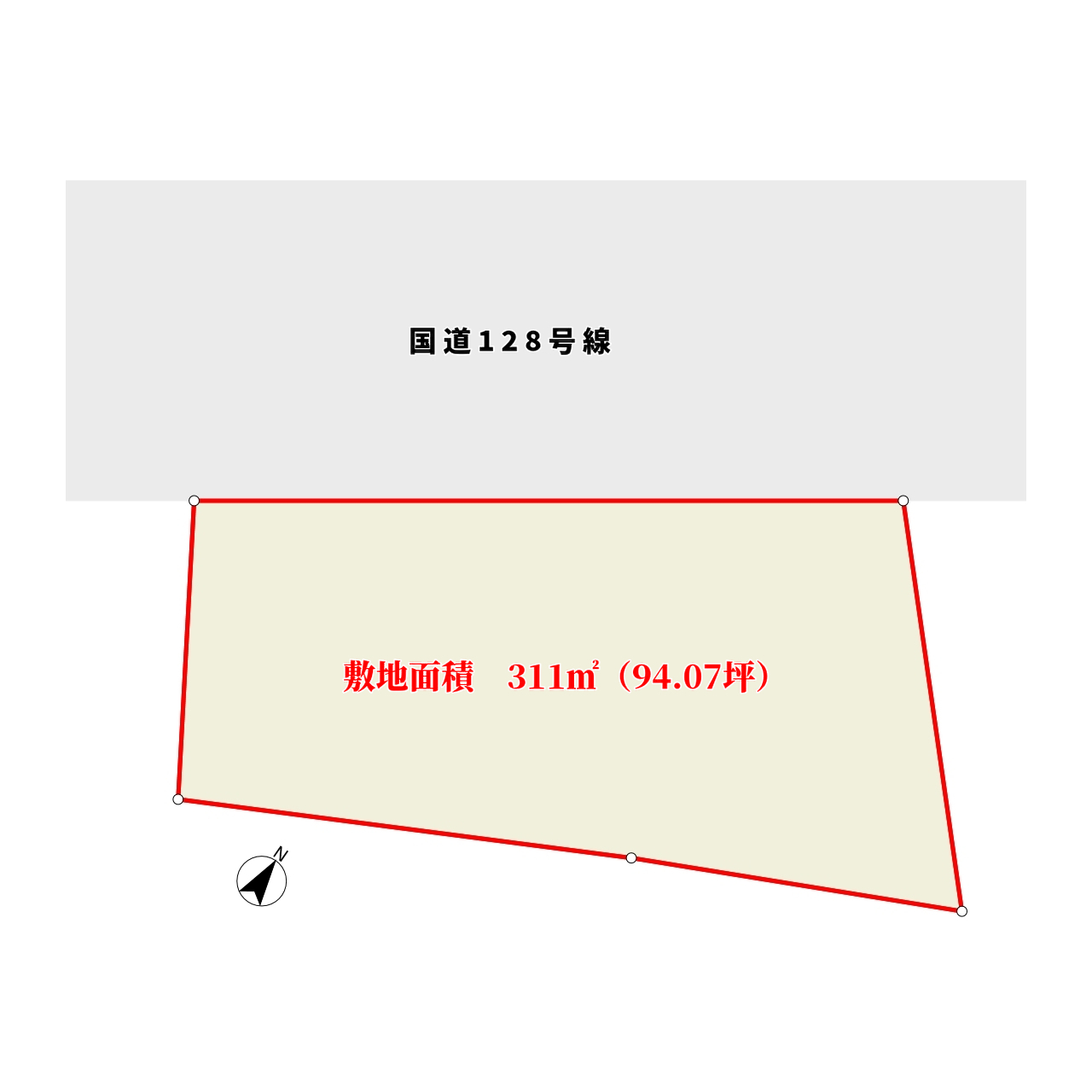 海望売地 鴨川市江見外堀 311㎡(94.07坪) 2500万円 物件概略図