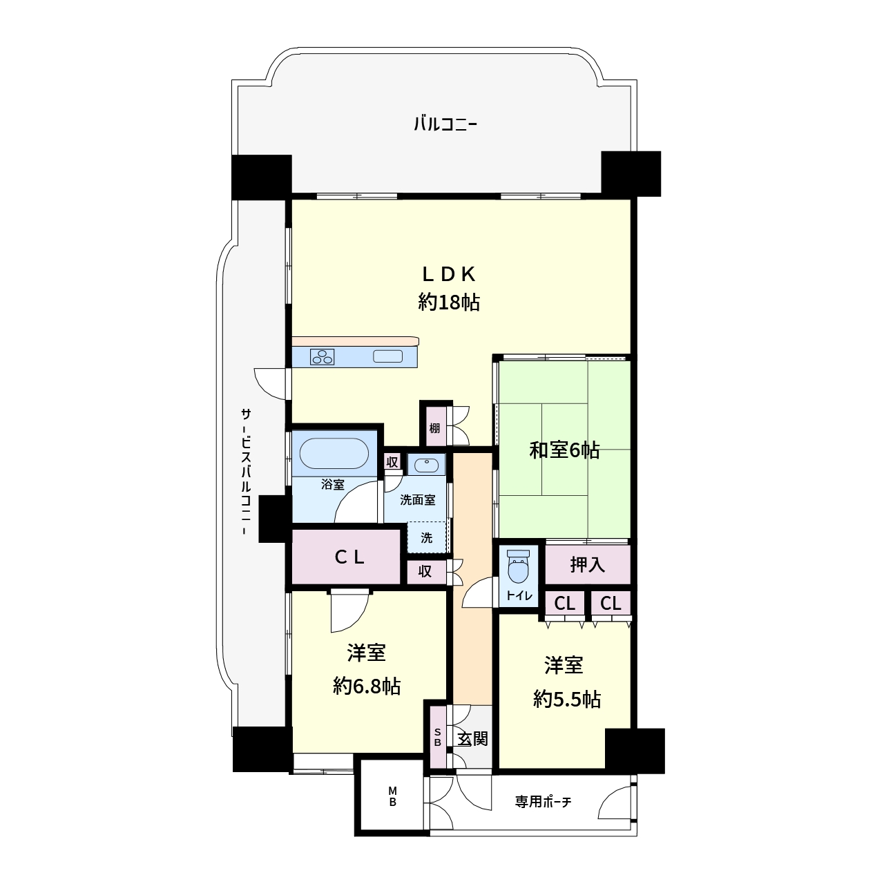 駅近売マンション　館山市北条　3LDK　2650万円 間取り