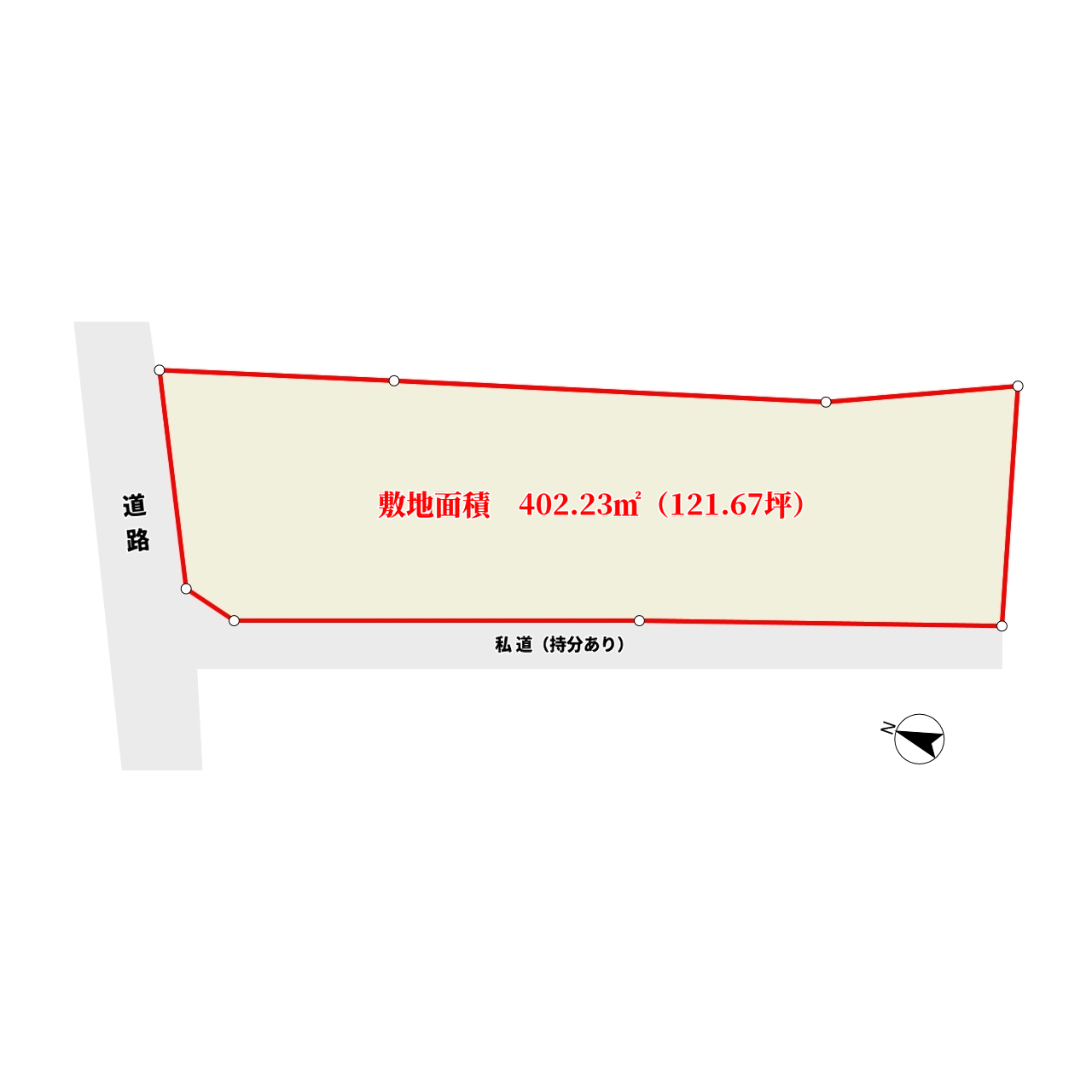 売地 館山市館山 402.23㎡(121.67坪) 1080万円 物件概略図